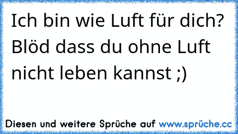 Ich bin wie Luft für dich? Blöd dass du ohne Luft nicht leben kannst ;)