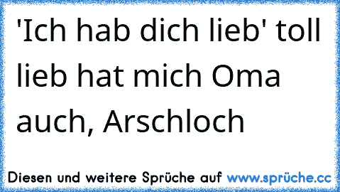 'Ich hab dich lieb' toll lieb hat mich Oma auch, Arschloch