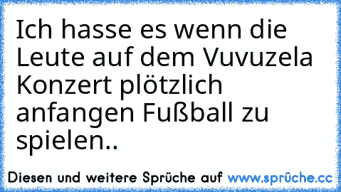 Ich hasse es wenn die Leute auf dem Vuvuzela Konzert plötzlich anfangen Fußball zu spielen..