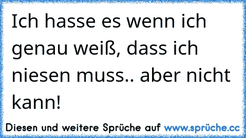 Ich hasse es wenn ich genau weiß, dass ich niesen muss.. aber nicht kann!