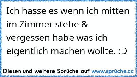 Ich hasse es wenn ich mitten im Zimmer stehe & vergessen habe was ich eigentlich machen wollte. :D