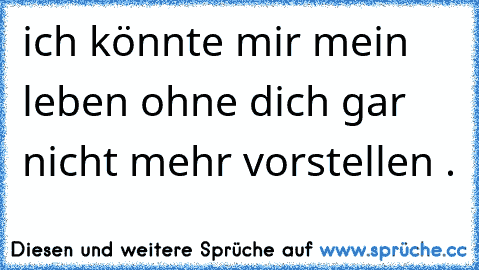 ich könnte mir mein leben ohne dich gar nicht mehr vorstellen . 