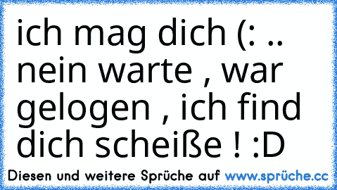 ich mag dich (: .. nein warte , war gelogen , ich find dich scheiße ! :D