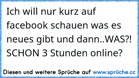 Ich will nur kurz auf facebook schauen was es neues gibt und dann..
WAS?! SCHON 3 Stunden online?