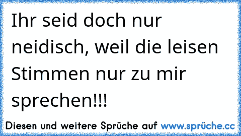 Ihr seid doch nur neidisch, weil die leisen Stimmen nur zu mir sprechen!!!