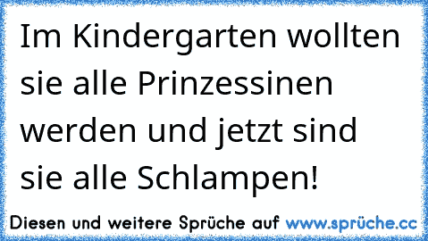 Im Kindergarten wollten sie alle Prinzessinen werden und jetzt sind sie alle Schlampen!