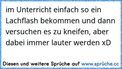 im Unterricht einfach so ein Lachflash bekommen und dann versuchen es zu kneifen, aber dabei immer lauter werden xD