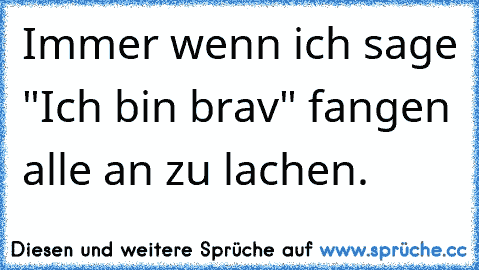 Immer wenn ich sage "Ich bin brav" fangen alle an zu lachen.