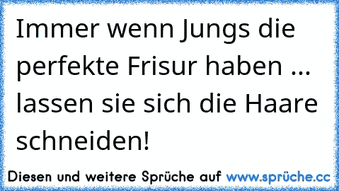 Immer wenn Jungs die perfekte Frisur haben ... lassen sie sich die Haare schneiden!