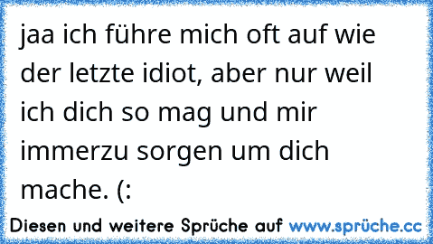 jaa ich führe mich oft auf wie der letzte idiot, aber nur weil ich dich so mag und mir immerzu sorgen um dich mache. (: ♥