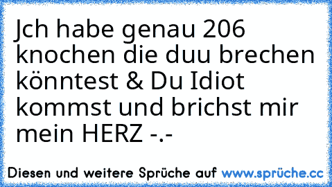 Jch habe genau 206 knochen die duu brechen könntest & Du Idiot kommst und brichst mir mein HERZ -.-