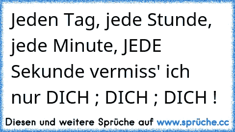 Jeden Tag, jede Stunde, jede Minute, JEDE Sekunde vermiss' ich nur DICH ; DICH ; DICH !