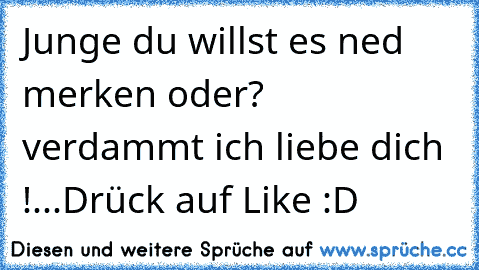 Junge du willst es ned merken oder? verdammt ich liebe dich !...♥
Drück auf Like :D