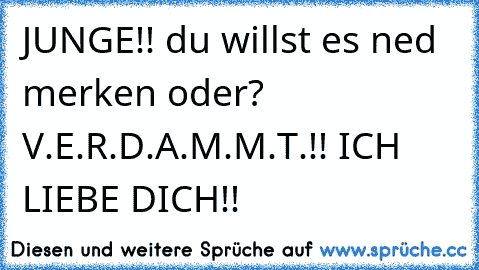 JUNGE!! du willst es ned merken oder? V.E.R.D.A.M.M.T.!! ICH LIEBE DICH!!