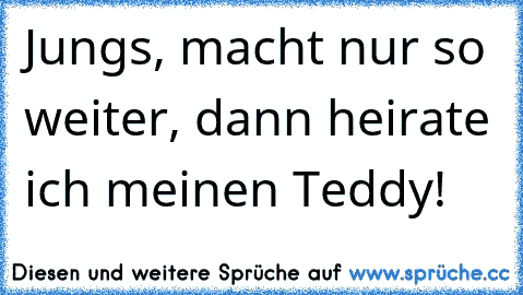 Jungs, macht nur so weiter, dann heirate ich meinen Teddy!