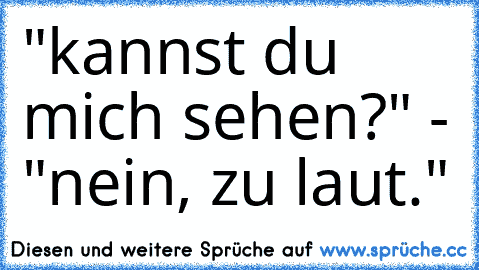 "kannst du mich sehen?" - "nein, zu laut."