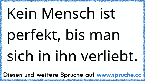 Kein Mensch ist perfekt, bis man sich in ihn verliebt.