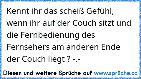 Kennt ihr das scheiß Gefühl, wenn ihr auf der Couch sitzt und die Fernbedienung des Fernsehers am anderen Ende der Couch liegt ? -.-