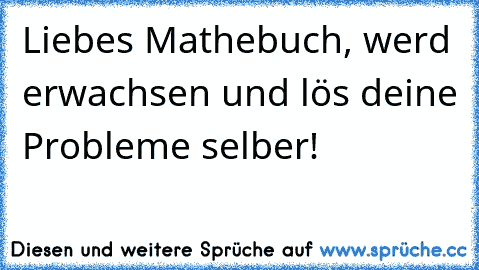 Liebes Mathebuch, werd erwachsen und lös deine Probleme selber!