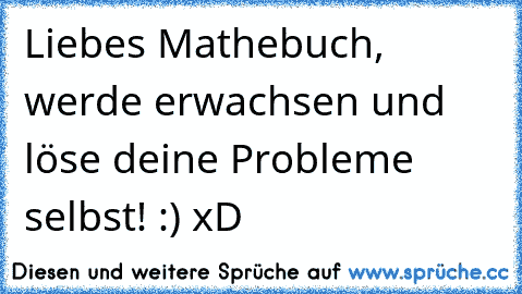 Liebes Mathebuch, werde erwachsen und löse deine Probleme selbst! :) xD