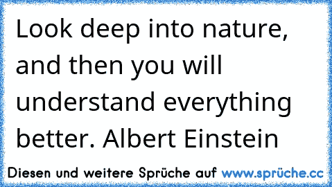 Look deep into nature, and then you will understand everything better. Albert Einstein