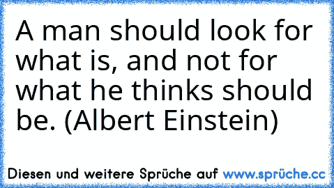 A man should look for what is, and not for what he thinks should be. (Albert Einstein)