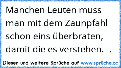 Manchen Leuten muss man mit dem Zaunpfahl schon eins überbraten, damit die es verstehen. -.-