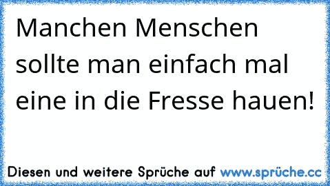 Manchen Menschen sollte man einfach mal eine in die Fresse hauen!