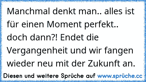 Manchmal denkt man.. alles ist für einen Moment perfekt.. doch dann?! Endet die Vergangenheit und wir fangen wieder neu mit der Zukunft an. ♥