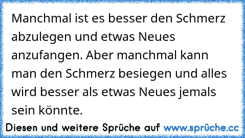 Manchmal ist es besser den Schmerz abzulegen und etwas Neues anzufangen. Aber manchmal kann man den Schmerz besiegen und alles wird besser als etwas Neues jemals sein könnte.