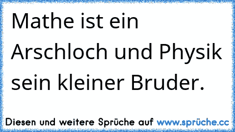 Mathe ist ein Arschloch und Physik sein kleiner Bruder.