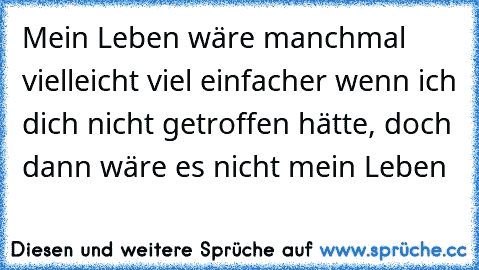 Mein Leben wäre manchmal vielleicht viel einfacher wenn ich dich nicht getroffen hätte, doch dann wäre es nicht mein Leben ♥