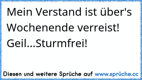 Mein Verstand ist über's Wochenende verreist! Geil...Sturmfrei!