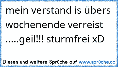 mein verstand is übers wochenende verreist .....geil!!! sturmfrei xD