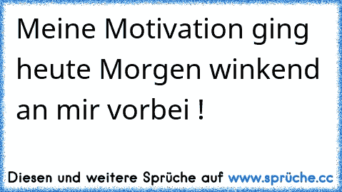 Meine Motivation ging heute Morgen winkend an mir vorbei !