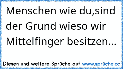 Menschen wie du,sind der Grund wieso wir Mittelfinger besitzen...