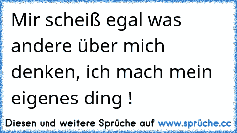 Mir scheiß egal was andere über mich denken, ich mach mein eigenes ding !