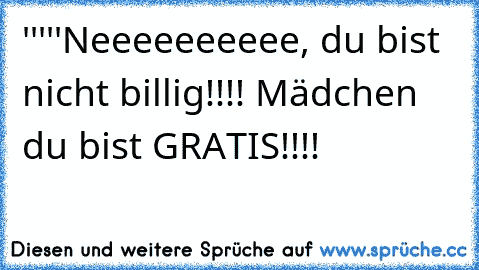 '''''Neeeeeeeeee, du bist nicht billig!!!! Mädchen du bist GRATIS!!!!