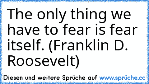 The only thing we have to fear is fear itself. (Franklin D. Roosevelt)