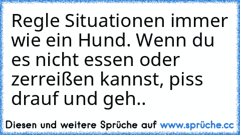 Regle Situationen immer wie ein Hund. Wenn du es nicht essen oder zerreißen kannst, piss drauf und geh..