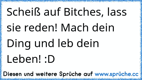 Scheiß auf Bitches, lass sie reden! Mach dein Ding und leb dein Leben! :D ♥