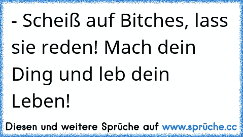 - Scheiß auf Bitches, lass sie reden! Mach dein Ding und leb dein Leben!