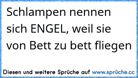 Schlampen nennen sich ENGEL, weil sie von Bett zu bett fliegen