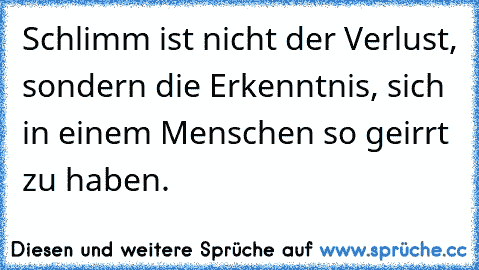 Schlimm ist nicht der Verlust, sondern die Erkenntnis, sich in einem Menschen so geirrt zu haben.