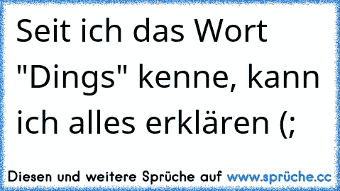 Seit ich das Wort "Dings" kenne, kann ich alles erklären (;