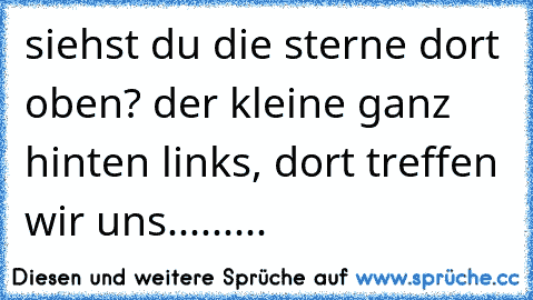 siehst du die sterne dort oben? der kleine ganz hinten links, dort treffen wir uns.........