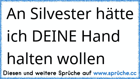 An Silvester hätte ich DEINE Hand halten wollen 