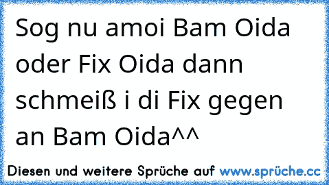 Sog nu amoi Bam Oida oder Fix Oida dann schmeiß i di Fix gegen an Bam Oida^^