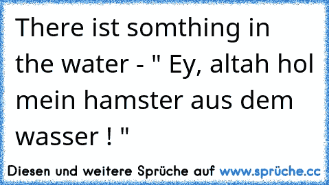 There ist somthing in the water - " Ey, altah hol mein hamster aus dem wasser ! "
