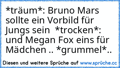 *träum*: Bruno Mars sollte ein Vorbild für Jungs sein ♥ 
*trocken*: und Megan Fox eins für Mädchen .. *grummel*..